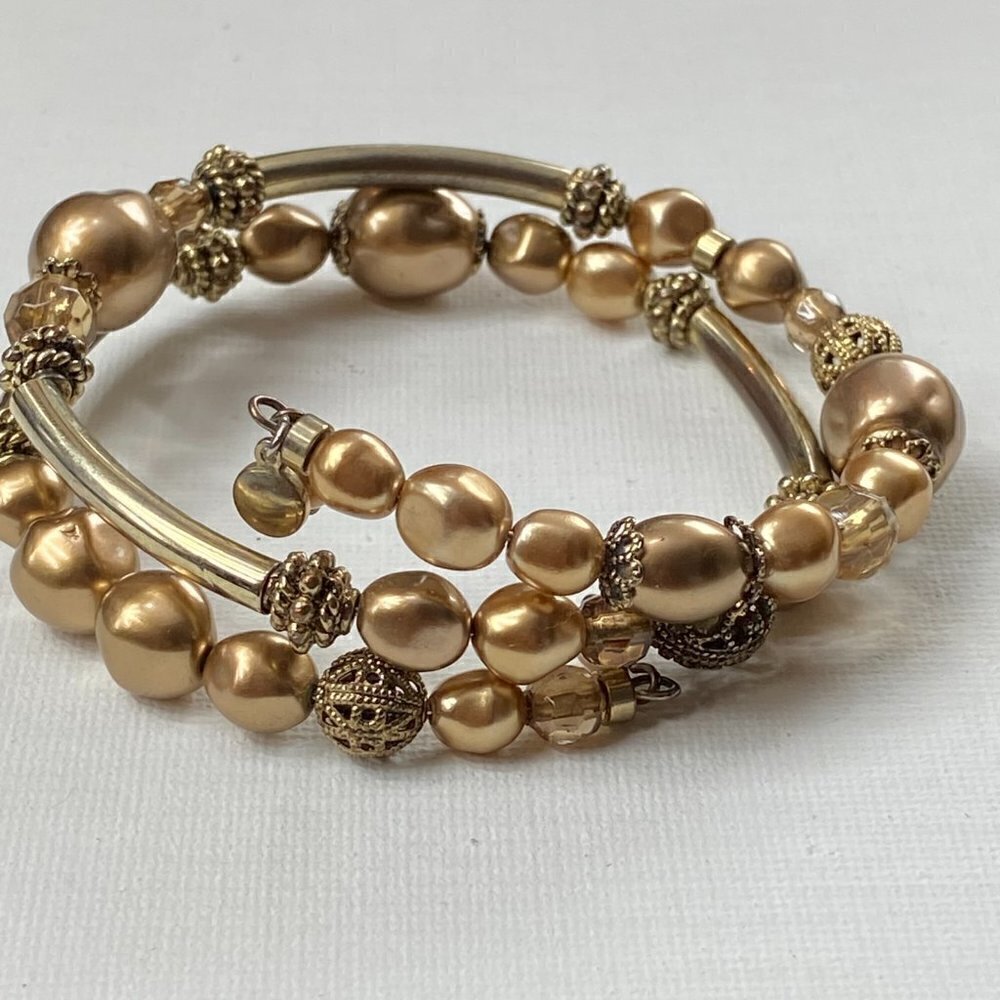 Gold beaded wrap bracelet